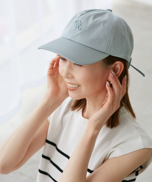 ROPE' PICNIC（ロペピクニック）の「【UVカット・抗菌防臭・洗える】シャイニーバックリボンキャップ/リンクコーデ（キャップ・レディース・ブラック/ライトグレー/ブルー系/クリーム・F）」の3枚目の写真