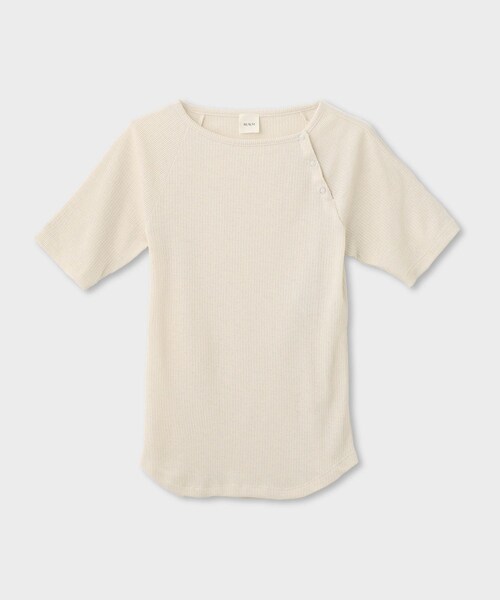 ROPE'(ロペ)の「【一部店舗限定】【REALM(レルム)】HALF-SLEEVE TOP|半袖Tシャツ(Tシャツ/カットソー・レディース・ホワイト/パープル/イエロー・38)」の4枚目の写真