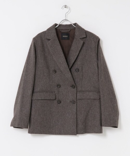 URBAN RESEARCH ROSSO（アーバンリサーチロッソ）の「ウールツィードオーバージャケット（テーラードジャケット・レディース・RETRO BLUE/BROWN・Free）」の6枚目の写真