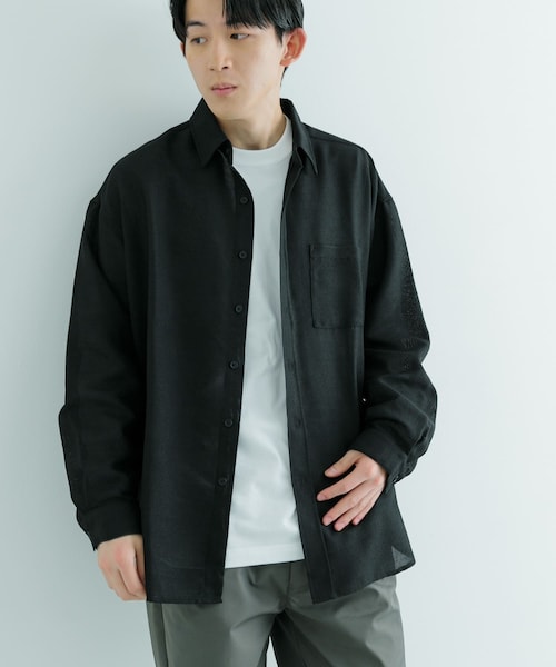 ITEMS URBANRESEARCH（アイテムズ アーバンリサーチ）の「リネンライクシアーロングスリーブシャツ（シャツ/ブラウス・メンズ・WHT/BLK・M/L）」の2枚目の写真