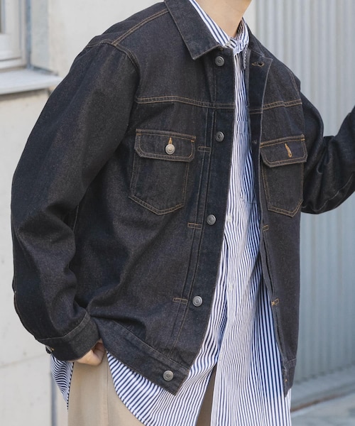 ITEMS URBANRESEARCH（アイテムズ アーバンリサーチ）の「DENIM JACKET TYPE 2nd（デニムジャケット・メンズ・BLK/IDG BLU/BLU・M/L）」の2枚目の写真