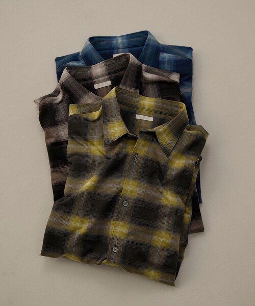 ADAM ET ROPE'（アダムエロペ）の「《別注》【KANEMASA PHIL. / カネマサ フィル】28G Ombre Check Modest Shirt（シャツ/ブラウス・メンズ・ブラック/ブルー系/イエロー・L/M）」の11枚目の写真