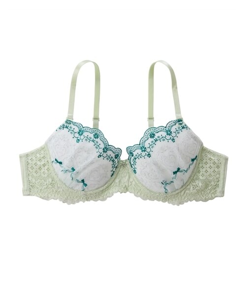 nissen（ニッセン）の「【MTF】 クラシカルラメ刺しゅうMTFソフトワイヤーブラジャー（ブラジャー・メンズ・ミント/アイボリー・A85/A90/A95/A100/A105）」の11枚目の写真