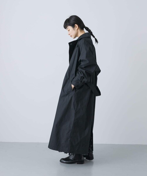 かぐれ（カグレ）の「コットンナイロンオーバートレンチコート（ステンカラーコート・レディース・BLACK/BEIGE・FREE）」の12枚目の写真
