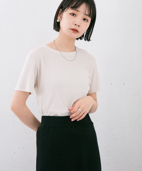 KBF(ケイビーエフ)の「コンパクトベーシックTシャツ(Tシャツ/カットソー・レディース・BLUE/IVORY/ORANGE/D.BROWN・one)」の6枚目の写真