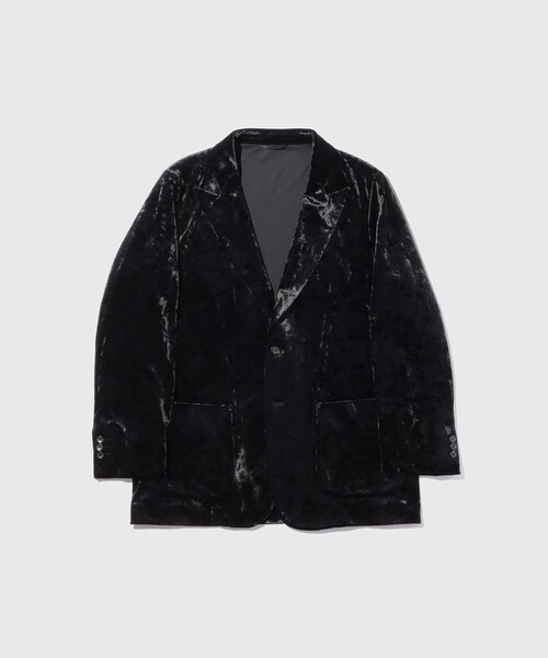 ADAM ET ROPE'(アダムエロペ)の「VELVET PEAKED LAPEL JACKET(テーラードジャケット・メンズ・ブラック・L/M/S)」の1枚目の写真