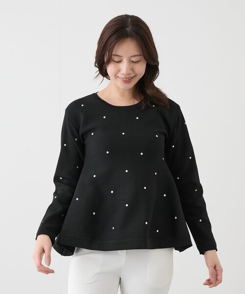 Jayro(ジャイロ)の「ドット刺繍ニット(ニット/セーター・レディース・ブラック/オフホワイト/ピンク・M)」の5枚目の写真
