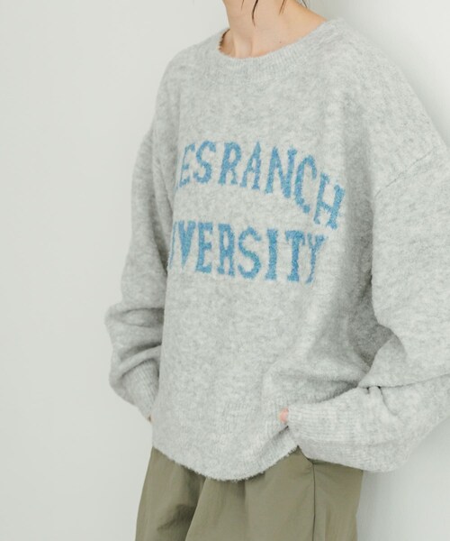 ITEMS URBANRESEARCH（アイテムズ アーバンリサーチ）の「ブークレビッグロゴニット（ニット/セーター・レディース・BRN/L.GRAY/MNT・FREE）」の5枚目の写真
