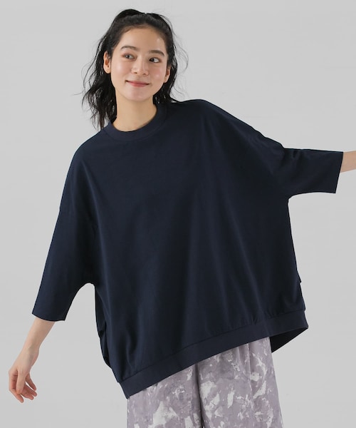 EKAL（エカル）の「『UR TECH ひやサラクール』ドロップショルダーTシャツ（Tシャツ/カットソー・レディース・ホワイト/ブラック/ネイビー・One）」の3枚目の写真