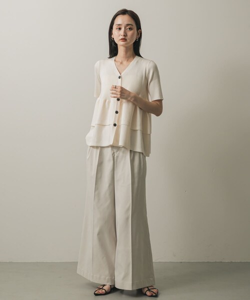 SENSE OF PLACE by URBAN RESEARCH（センスオブプレイスバイアーバンリサーチ）の「『WEB限定』ペプラムカーディガン(半袖)（カーディガン/ボレロ・レディース・IVORY/CHARCOAL/ORANGE・one）」の11枚目の写真