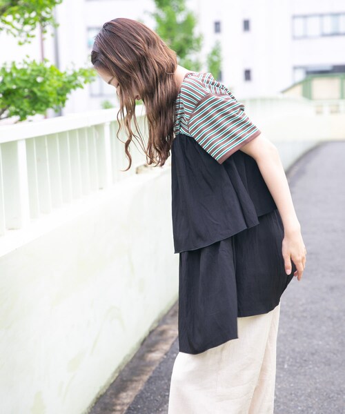 ITEMS URBANRESEARCH(アイテムズ アーバンリサーチ)の「チュニックレイヤードキャミソール(チュニック・レディース・BLK/BEG・FREE)」の6枚目の写真