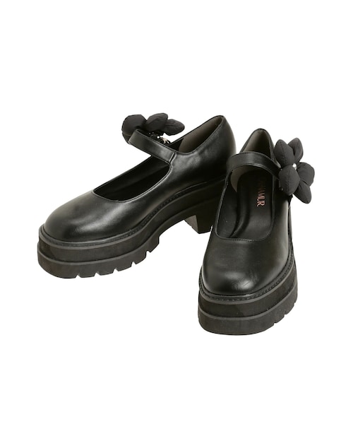 CALNAMUR（カルナムール）の「2WAY FLOWER CLIP PLATFORM LOAFERS/2WAYフラワークリッププラットフォームローファー（ローファー・レディース・ホワイト/ブラック・S/M/L）」の11枚目の写真