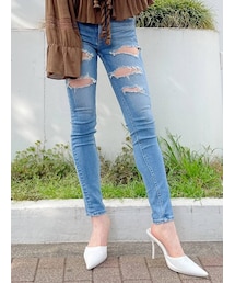 GYDA | M/W Many rippedスキニーデニムパンツ(デニムパンツ)