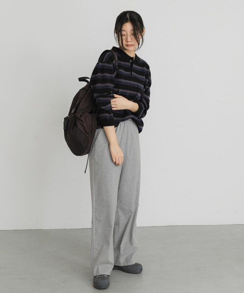 EKAL（エカル）の「ジャガードボーダーポロニット（ニット/セーター・レディース・ベージュ/ブラック/ブラウン・One）」の10枚目の写真