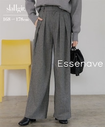 slattgir | 高身長 グレンチェックタックワイドパンツ(トールサイズ)Essenave(その他パンツ)