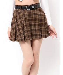 GYDA | ベルトSETチェックプリーツスカートライクショートパンツ(スカート)