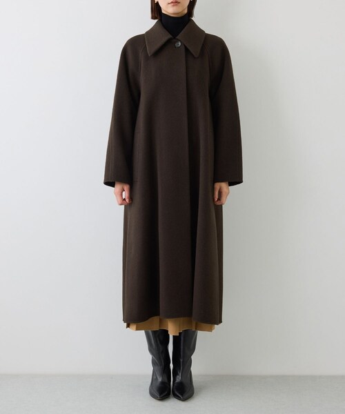 ROPE'(ロペ)の「カシミヤブレンドリバーステンカラーコート(ロング丈)(ステンカラーコート・レディース・ダークブラウン/ベージュ系・F)」の16枚目の写真