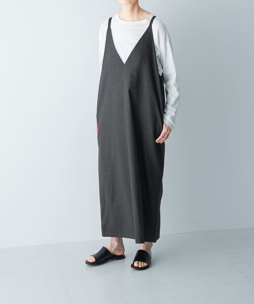 かぐれ（カグレ）の「『2WAY仕様』ウールトロVネックワンピース（ワンピース・レディース・CHARCOAL/BLACK・FREE）」の3枚目の写真
