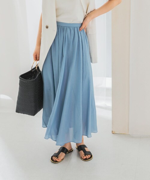 URBAN RESEARCH ROSSO（アーバンリサーチロッソ）の「コットンシルクヘムデザインギャザースカート（スカート・レディース・red/sax/darkbrown・FREE）」の19枚目の写真