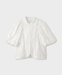 ROPE' | 【一部店舗限定】【REALM（レルム）】JACQUARD PUFF SLEEVE BLOUSE｜袖ボリュームブラウス　26SS(シャツ/ブラウス)