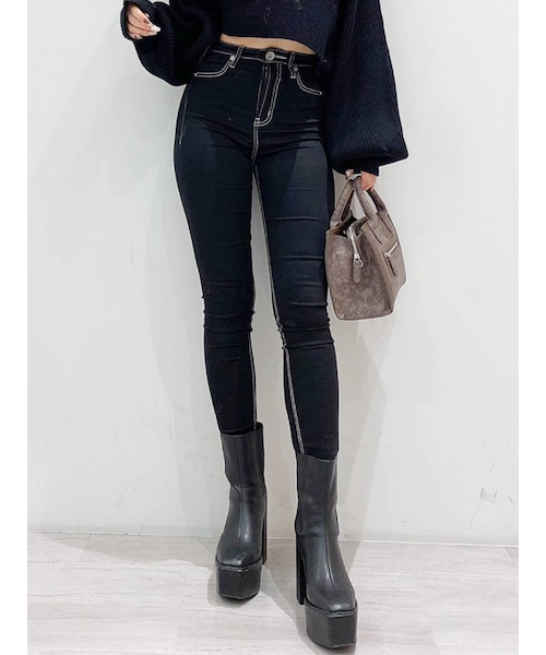 GYDA（ジェイダ）の「ワンウォッシュハイウエストパンツ（デニムパンツ・レディース・ブラック/インディゴ/ダークミックス・XXS/XS/S/M/L）」の6枚目の写真