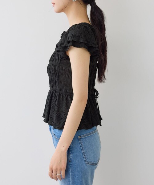 VIS(ビス)の「バックレースアップペプラムシャツ(シャツ/ブラウス・レディース・ブラック/キナリ系・F)」の19枚目の写真