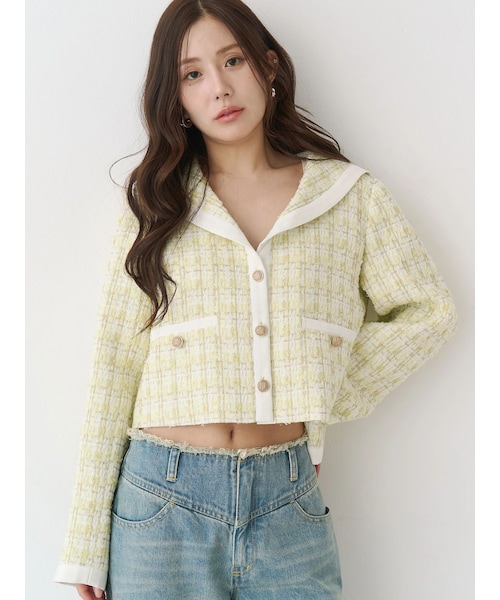 CALNAMUR（カルナムール）の「セーラーツイードジャケット（ノーカラージャケット・レディース・イエロー/パープル/クリア・F）」の17枚目の写真