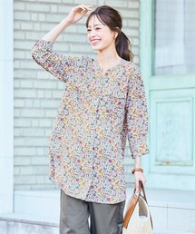 nissen | ＜大きいサイズ＞接触冷感うすカル柔らか７分袖ダブルポケットシャツチュニック(チュニック)