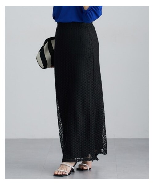 nissen（ニッセン）の「透かし編みナロースカート（スカート・レディース・レッド/ブラウン/黒・F）」の2枚目の写真