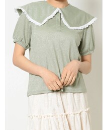merry jenny | フリルカラーラメポロシャツ(Tシャツ/カットソー)