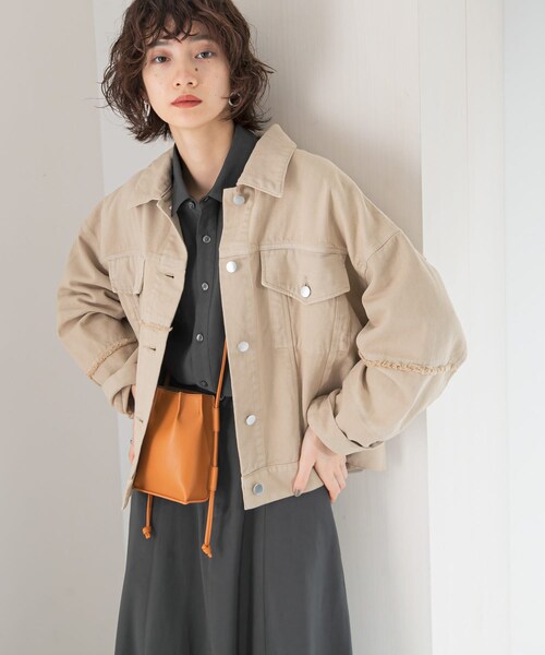 KBF（ケイビーエフ）の「パッチワークGジャン（デニムジャケット・レディース・YELLOW/BEIGE・one）」の4枚目の写真