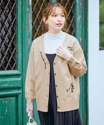 nissen | ＜大きいサイズ＞手書き風刺しゅうニットカーディガン(カーディガン/ボレロ)