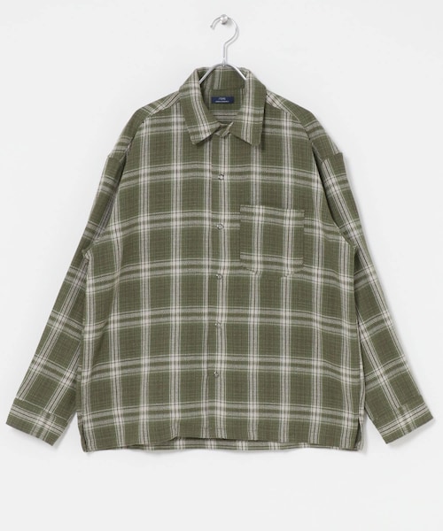 ITEMS URBANRESEARCH(アイテムズ アーバンリサーチ)の「ツイードチェックリングドットボタンシャツ(シャツ/ブラウス・メンズ・BLACK/OLIVE/RED・M/L)」の2枚目の写真