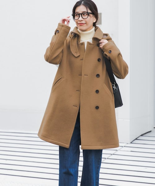 URBAN RESEARCH DOORS(アーバンリサーチドアーズ)の「ショールカラー2WAYロングコート(テーラードジャケット・レディース・CAMEL/NAVY・S/M)」の2枚目の写真