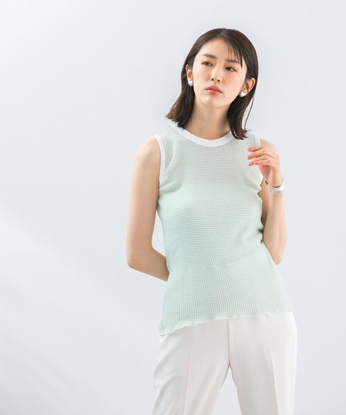 URBAN RESEARCH ROSSO（アーバンリサーチロッソ）の「CaRouseLamBRa　NO-SLEEVE PACK WHITE BORDER（タンクトップ・レディース・WHITEGREEN/WHITELATTE/WHITEGRAPE・OS）」の6枚目の写真