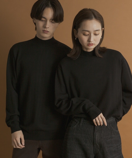 SENSE OF PLACE by URBAN RESEARCH（センスオブプレイスバイアーバンリサーチ）の「『一部WEB限定カラー』『洗濯可/毛玉防止』ストレッチモックネックニット（ニット/セーター・メンズ・IVORY/BLACK/NAVY/RED/BROWN/CHARCOAL/BEIGE/MINT/MUSTARD・M/L）」の2枚目の写真