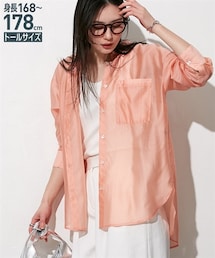 nissen | 高身長　ほどよい透け感　シアー羽織り長袖シャツ（トールサイズ）(シャツ/ブラウス)