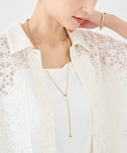 ROPE' PICNIC(ロペピクニック)の「ステンレスビッグパールスライドY字ネックレス(ネックレス・レディース・ゴールド/シルバー・F)」の5枚目の写真