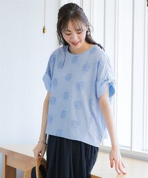 nissen | ＜大きいサイズ＞3Dレース異素材切替コクーントップス(Tシャツ/カットソー)
