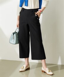 nissen | 大きいサイズストレッチレーヨン混マリンワイドパンツ（ゆったりヒップ）(パンツ)
