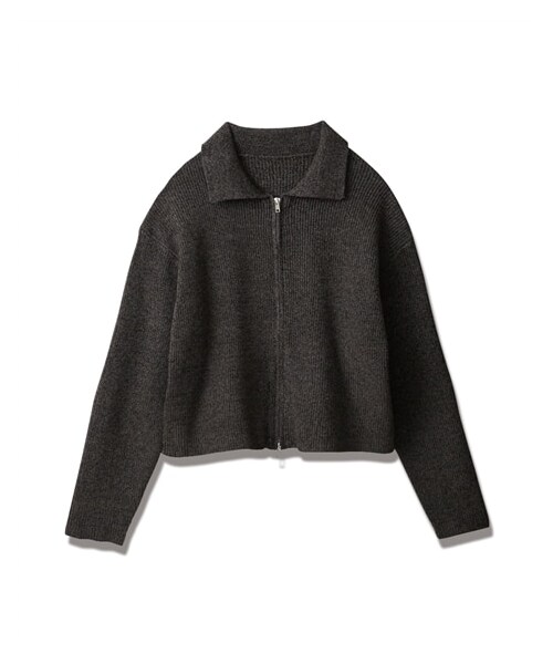 nissen（ニッセン）の「【Soiunique】Ｗジップデザイン襟付きニットトップス（ニット/セーター・レディース・カーキ/チャコール・F）」の2枚目の写真