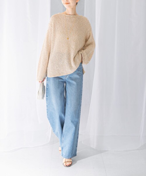 URBAN RESEARCH ROSSO（アーバンリサーチロッソ）の「透かし編みラメニット（ニット/セーター・レディース・beige/mt×turq・FREE）」の14枚目の写真