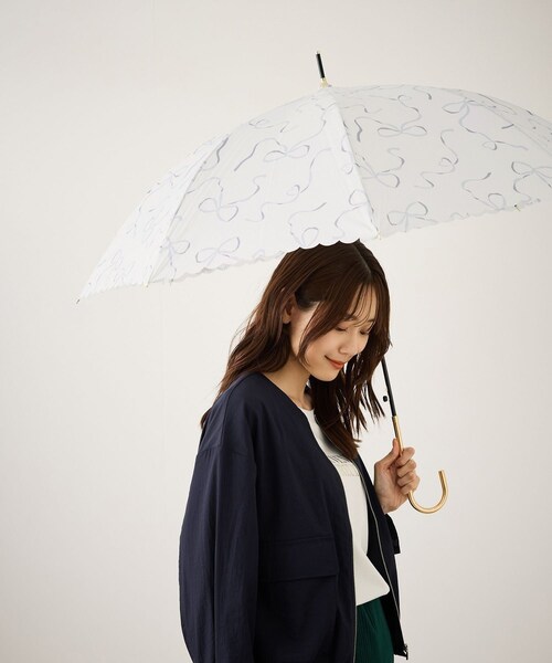 ROPE' PICNIC（ロペピクニック）の「【Wpc.】【晴雨兼用】ハートリボン長傘（長傘・レディース・ホワイト系/ブラウン/ピンク・F）」の5枚目の写真