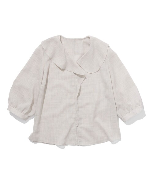 ROPE'(ロペ)の「リネンライクフリルカラーブラウス/セットアップ対応・イージーケア(シャツ/ブラウス・レディース・ベージュ/ダークブラウン・36/38)」の8枚目の写真