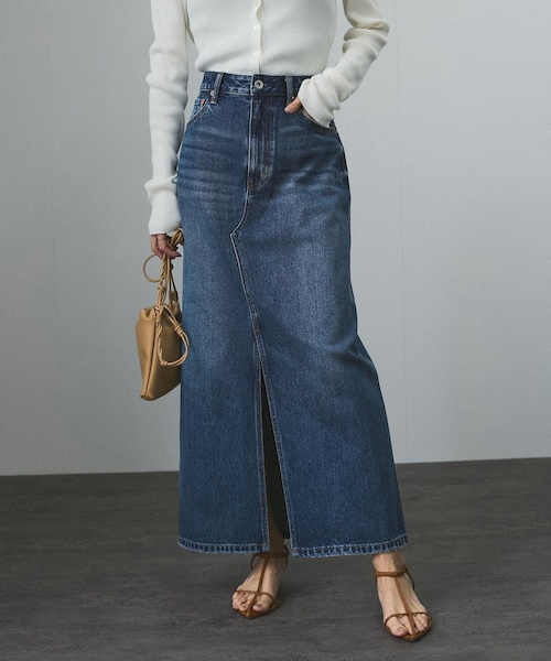 ADAM ET ROPE'(アダムエロペ)の「【WEB限定】リメイクライクデニムスリットスカート(デニムスカート・レディース・チャコール/ブルー系/サックス・M/S)」の3枚目の写真