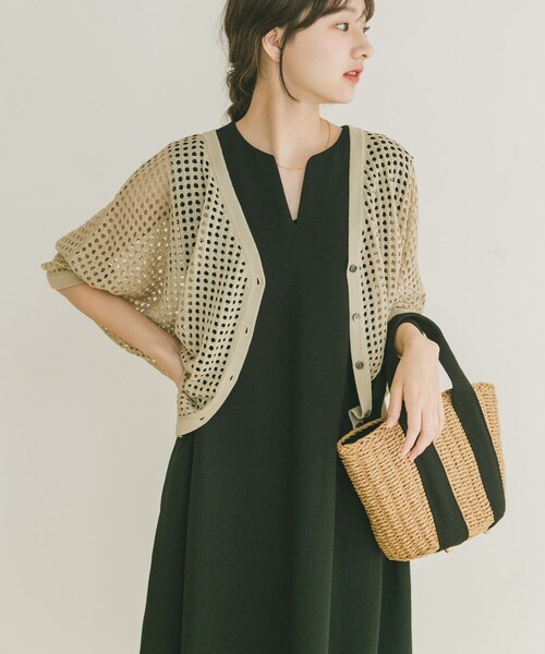 ITEMS URBANRESEARCH（アイテムズ アーバンリサーチ）の「メッシュニットカーディガン（カーディガン/ボレロ・レディース・BLK/GREGE/BRN・FREE）」の14枚目の写真