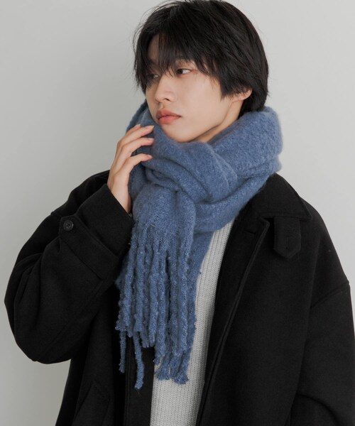 SENSE OF PLACE by URBAN RESEARCH(センスオブプレイスバイアーバンリサーチ)の「『ユニセックス』フリンジストール(ストール/ショール・メンズ・BLUE/BLACK/GRAY/GREIGE・one)」の5枚目の写真