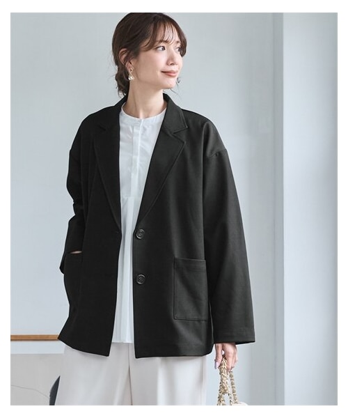 nissen（ニッセン）の「＜大きいサイズ＞しわになりにくいゆるシルエットストレッチライトジャケット（ジャケット/アウター・レディース・モカ/黒・L~LL/3L~4L/5L~6L/8L/10L）」の7枚目の写真