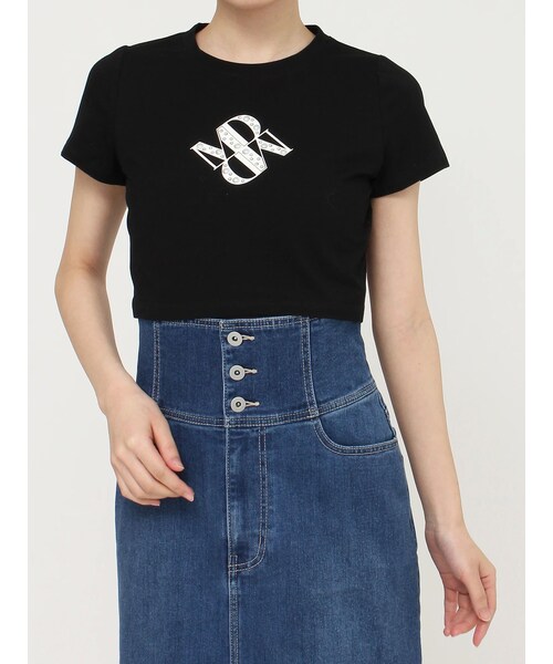 MERCURYDUO（マーキュリーデュオ）の「クロップドパールロゴTシャツ（Tシャツ/カットソー・レディース・オフホワイト/ブラック/パープル・F）」の5枚目の写真