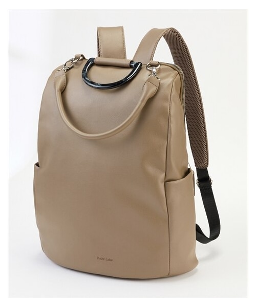 nissen（ニッセン）の「１０ポケットマーブル柄樹脂ハンドル付リュックサック（PC収納）（Ａ４対応）人間工学（日本女子大学&Idiom監修）Poche Lab（ポッシェ ラボ）（バックパック/リュック・メンズ・黒/グレージュ・Y）」の2枚目の写真